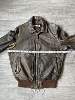 Vintage Schott NYC Brown Leather Bomber Jacket