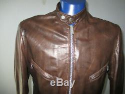 Vintage Schott NYC Cafe Racer Leather Jacket Mens 44 Motorcycle Moto quilt lined