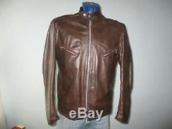Vintage Schott NYC Cafe Racer Leather Jacket Mens 44 Motorcycle Moto quilt lined