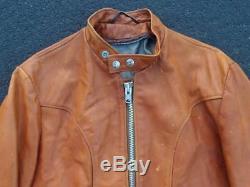 Vintage Schott NYC Cafe Racer Leather Jacket Mens Size M L Coat Motorcycle Moto