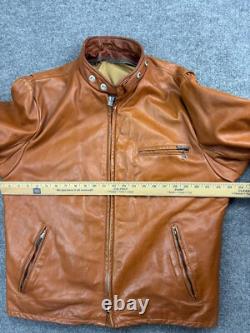 Vintage Schott NYC Cafe Racer Motorcycle Jacket Men's 46 Brown Leather USA Zip