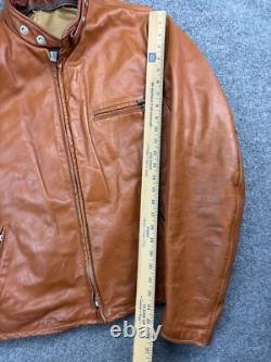 Vintage Schott NYC Cafe Racer Motorcycle Jacket Men's 46 Brown Leather USA Zip