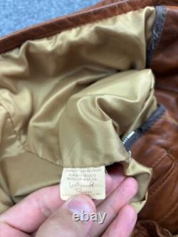 Vintage Schott NYC Cafe Racer Motorcycle Jacket Men's 46 Brown Leather USA Zip