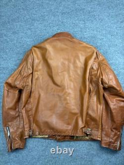 Vintage Schott NYC Cafe Racer Motorcycle Jacket Men's 46 Brown Leather USA Zip