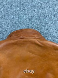 Vintage Schott NYC Cafe Racer Motorcycle Jacket Men's 46 Brown Leather USA Zip
