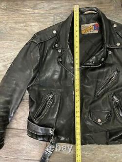 Vintage Schott NYC Perfecto Black Leather Motorcycle Jacket 46