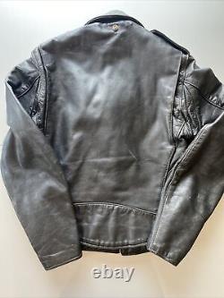 Vintage Schott NYC Perfecto Black Leather Motorcycle Pink Floyd Biker Jacket