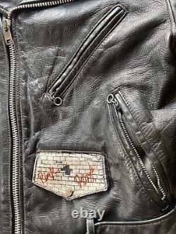 Vintage Schott NYC Perfecto Black Leather Motorcycle Pink Floyd Biker Jacket