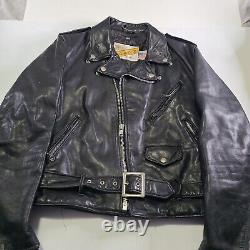 Vintage Schott NYC Perfecto Motorcycle Black Leather Jacket Size 42 Made In USA