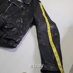 Vintage Schott NYC Perfecto Motorcycle Black Leather Jacket Size 42 Made In USA