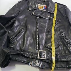 Vintage Schott NYC Perfecto Motorcycle Black Leather Jacket Size 42 Made In USA