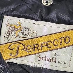 Vintage Schott NYC Perfecto Motorcycle Black Leather Jacket Size 42 Made In USA