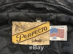 Vintage Schott Perfecto 618 Leather Jacket Size 38 Rocker Biker Jacket