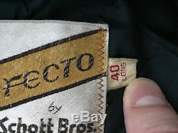 Vintage Schott Perfecto Black Leather Belted Motorcycle Jacket Men Size 40 Long