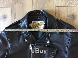 Vintage Schott Perfecto Black Leather Belted Motorcycle Jacket Men Size 40 Long