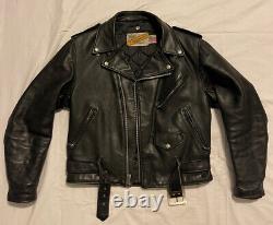 Vintage Schott Perfecto Black Leather Motorcycle Jacket 618 Size 40 Made in USA