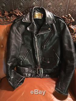 Vintage Schott Perfecto Black Leather Motorcycle Jacket size 38 Punker Biker
