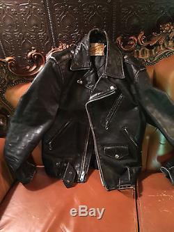 Vintage Schott Perfecto Black Leather Motorcycle Jacket size 38 Punker Biker