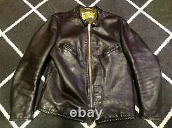 Vintage Schott Perfecto Leather Cafe Racer Motorcycle Jacket Size 44 Brown Talon