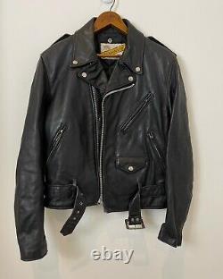 Vintage Schott Perfecto Leather Jacket Motorcycle 118 Steerhide Black Sz 38 USA