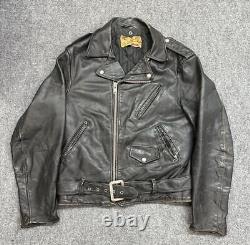 Vintage Schott Perfecto Leather Jacket Size 42 Black Made in USA 70s Men