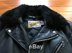 Vintage Schott Perfecto Leather Jacket with Detachable Fur Collar 42 BLUF IML