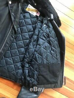 Vintage Schott Perfecto Leather Jacket with Detachable Fur Collar 42 BLUF IML
