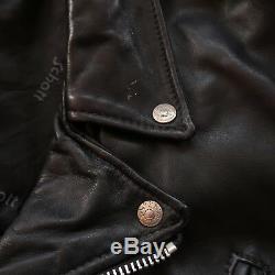 Vintage Schott Perfecto Leather Motorcycle Jacket Mens Size 46 Lot 125 Biker