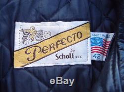 Vintage Schott Perfecto Leather Motorcycle Jacket Size 42 Made in USA Moto Coat