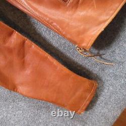 Vintage Schott Style Jacket NYC Cafe Racer Leather Coat Biker Motorcycle Tan 70s