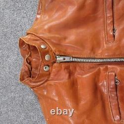 Vintage Schott Style Jacket NYC Cafe Racer Leather Coat Biker Motorcycle Tan 70s