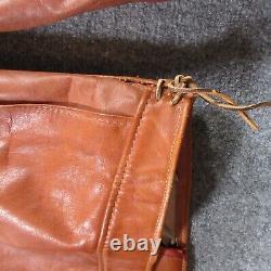 Vintage Schott Style Jacket NYC Cafe Racer Leather Coat Biker Motorcycle Tan 70s