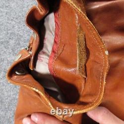 Vintage Schott Style Jacket NYC Cafe Racer Leather Coat Biker Motorcycle Tan 70s