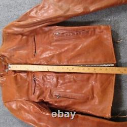 Vintage Schott Style Jacket NYC Cafe Racer Leather Coat Biker Motorcycle Tan 70s