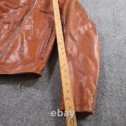 Vintage Schott Style Jacket NYC Cafe Racer Leather Coat Biker Motorcycle Tan 70s
