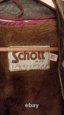 Vintage Schottt Nyc Leather Motorcycle Jacket Lined Size 38 Long