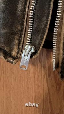 Vintage Schottt Nyc Leather Motorcycle Jacket Lined Size 38 Long