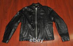 Vintage Sears Black Leather Cafe Racer Motorcycle Biker Jacket with Liner
