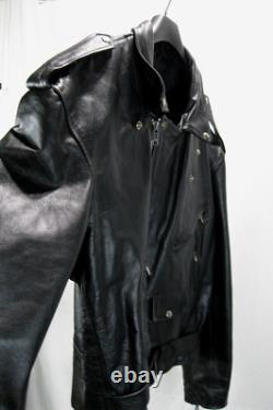 Vintage Shaf Black Leather Jacket-Motorcycle Biker Style- Size 54