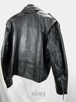 Vintage Shaf Black Leather Jacket-Motorcycle Biker Style- Size 54