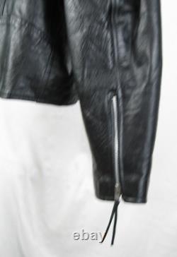 Vintage Shaf Black Leather Jacket-Motorcycle Biker Style- Size 54