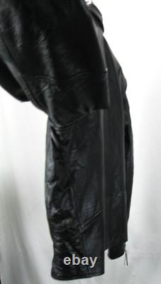 Vintage Shaf Black Leather Jacket-Motorcycle Biker Style- Size 54