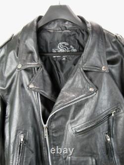Vintage Shaf Black Leather Jacket-Motorcycle Biker Style- Size 54
