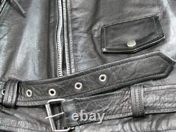 Vintage Shaf Black Leather Jacket-Motorcycle Biker Style- Size 54