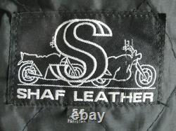 Vintage Shaf Black Leather Jacket-Motorcycle Biker Style- Size 54