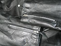 Vintage Shaf Black Leather Jacket-Motorcycle Biker Style- Size 54