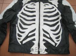 Vintage Skeleton Bone Patch Leather Motorcycle Racing Biker Jacket vanson