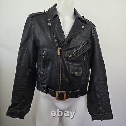 Vintage Steinmark Black Leather Motorcycle Biker Jacket Belted Men's 40 M Zip