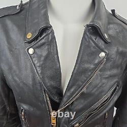 Vintage Steinmark Black Leather Motorcycle Biker Jacket Belted Men's 40 M Zip
