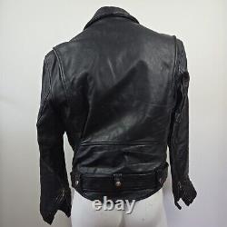 Vintage Steinmark Black Leather Motorcycle Biker Jacket Belted Men's 40 M Zip